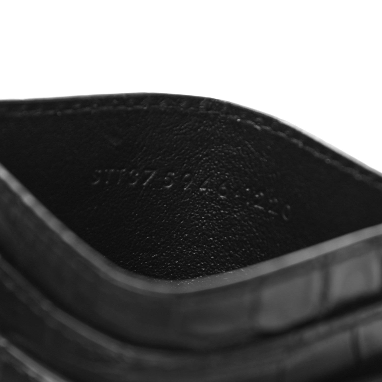 Saint Laurent Calfskin Crocodile Embossed Card Case Black 7 of 9