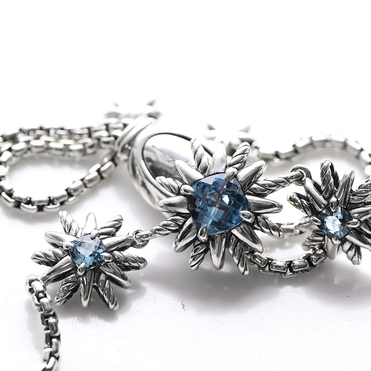 David Yurman Sterling Silver Blue Topaz Starburst Bracelet 7 of 7