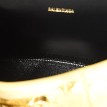 Balenciaga Metallic Calfskin Crocodile Embossed Hourglass Top Handle Bag XS Gold 7 of 10