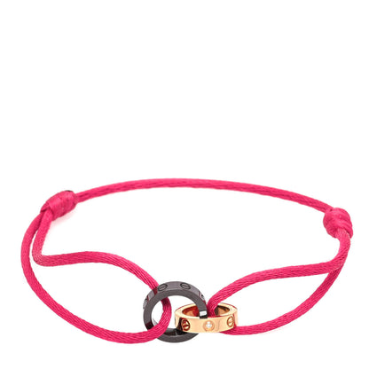 Cartier 18K Pink Gold Ceramic 4 Diamond LOVE Cord Bracelet Hot Pink 1 of 5