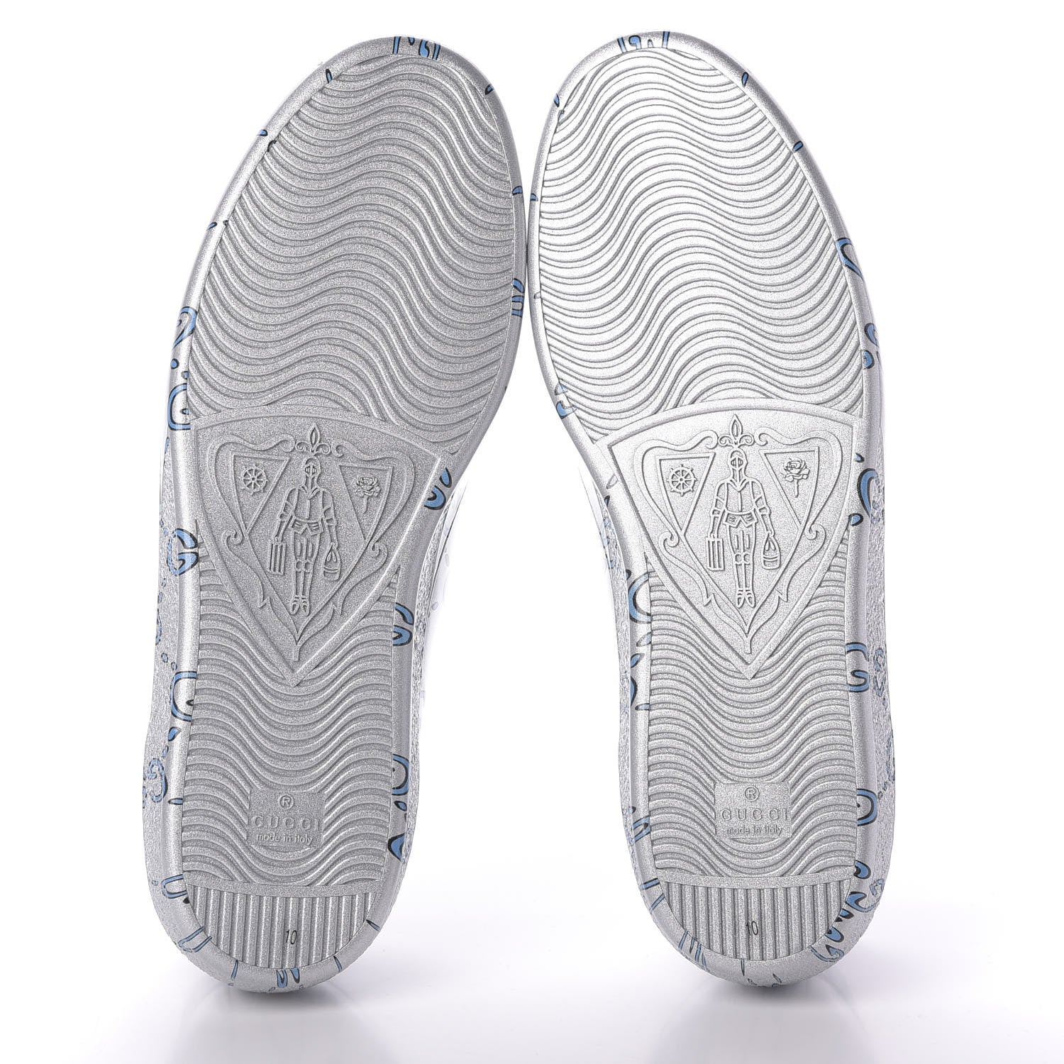 Gucci Miro Rubber Wax GucciGhost Print Mens New Ace Sneakers 10 Silver 5 of 9