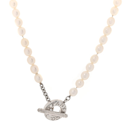 Tiffany Sterling Silver Pearl Strand Toggle Necklace 1 of 4