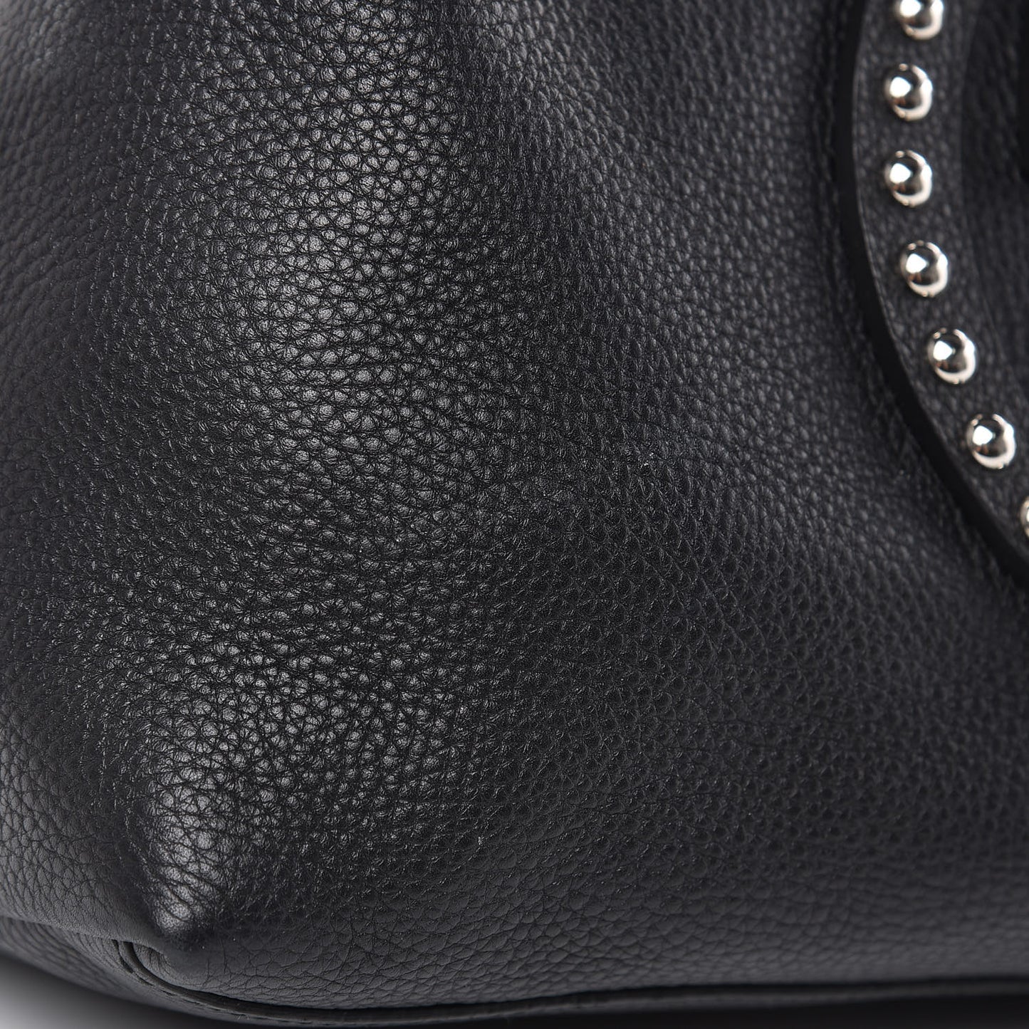 Pebbled Calfskin Studded Medium Soho Chain Shoulder Bag Black