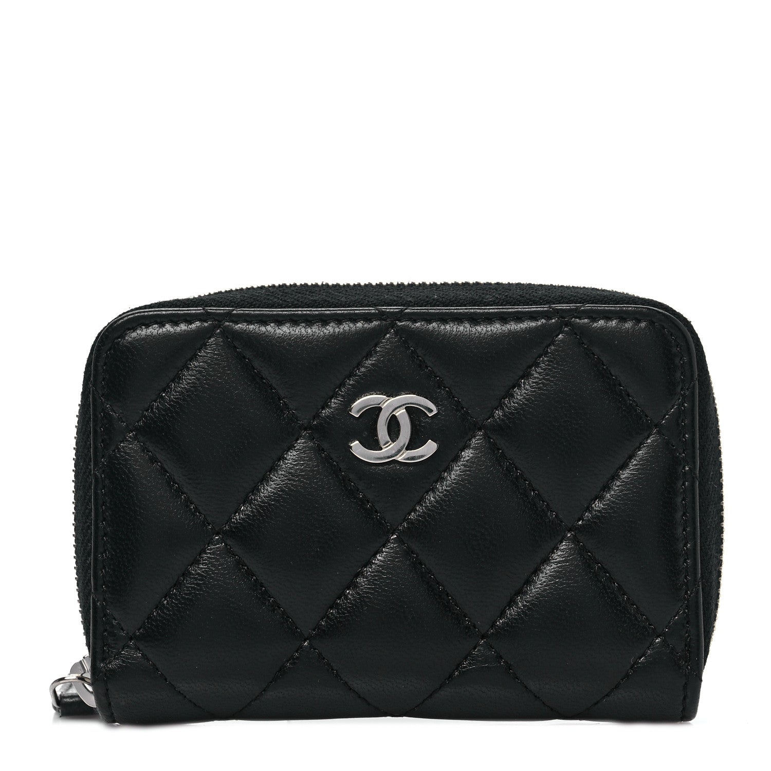 Chanel Lambskin Quilted Zip Coin Purse Black 1 of 8