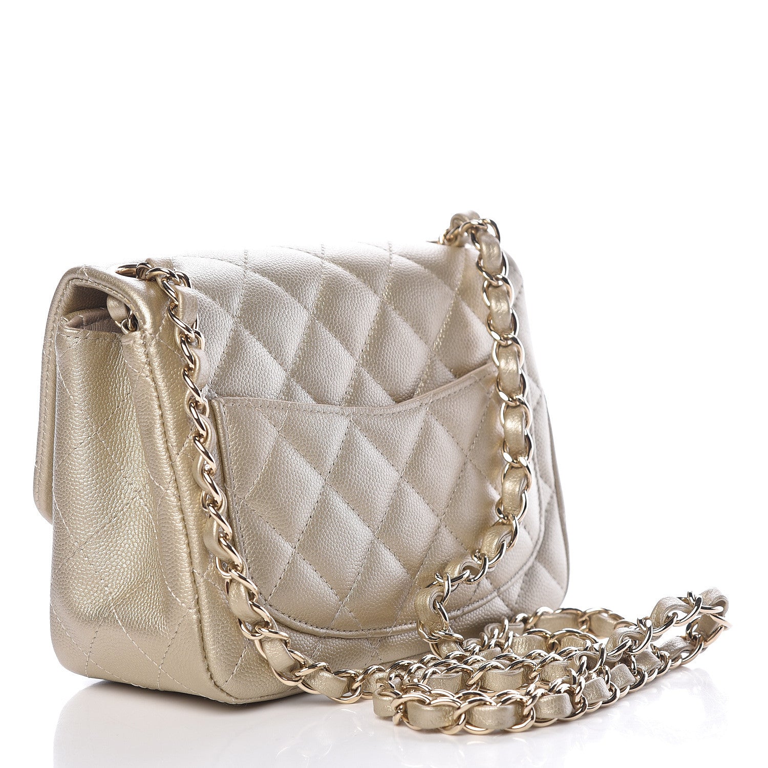 Chanel Metallic Caviar Quilted Mini Square Flap Light Gold 3 of 10