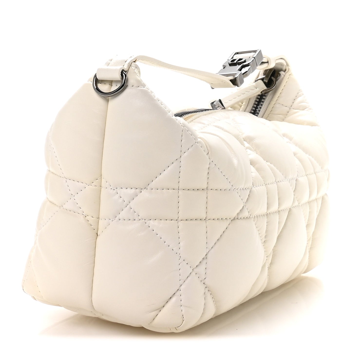 Calfskin Macrocannage Medium Diortravel Nomad Pouch Off White