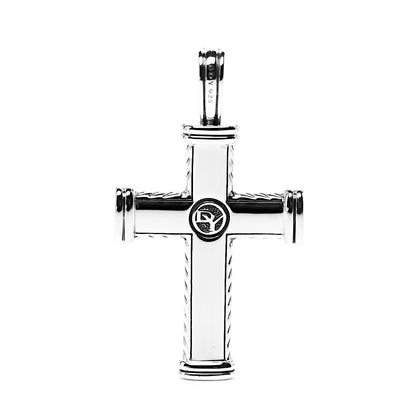 David Yurman Sterling Silver Mens Chevron Cross Pendant 3 of 4