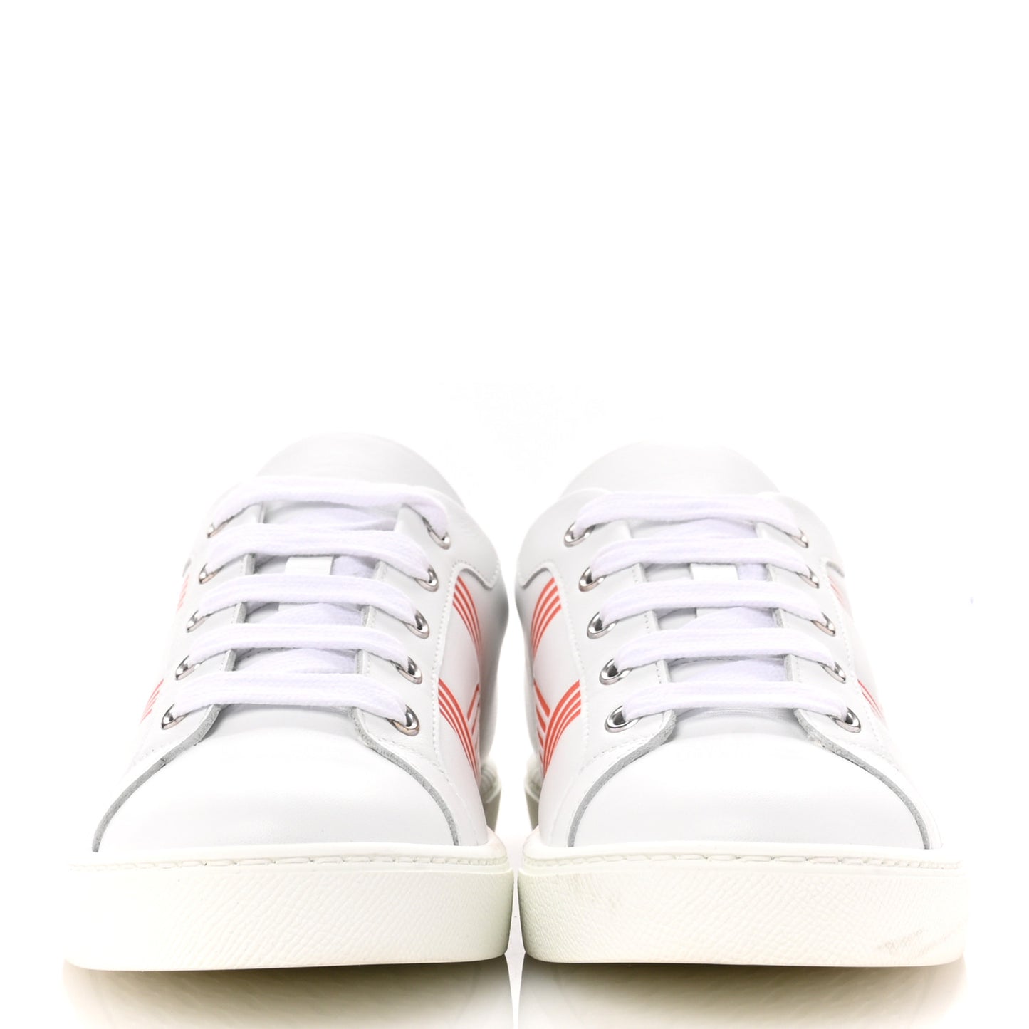 Calfskin Womens Advantage Sneakers 36 White Orange