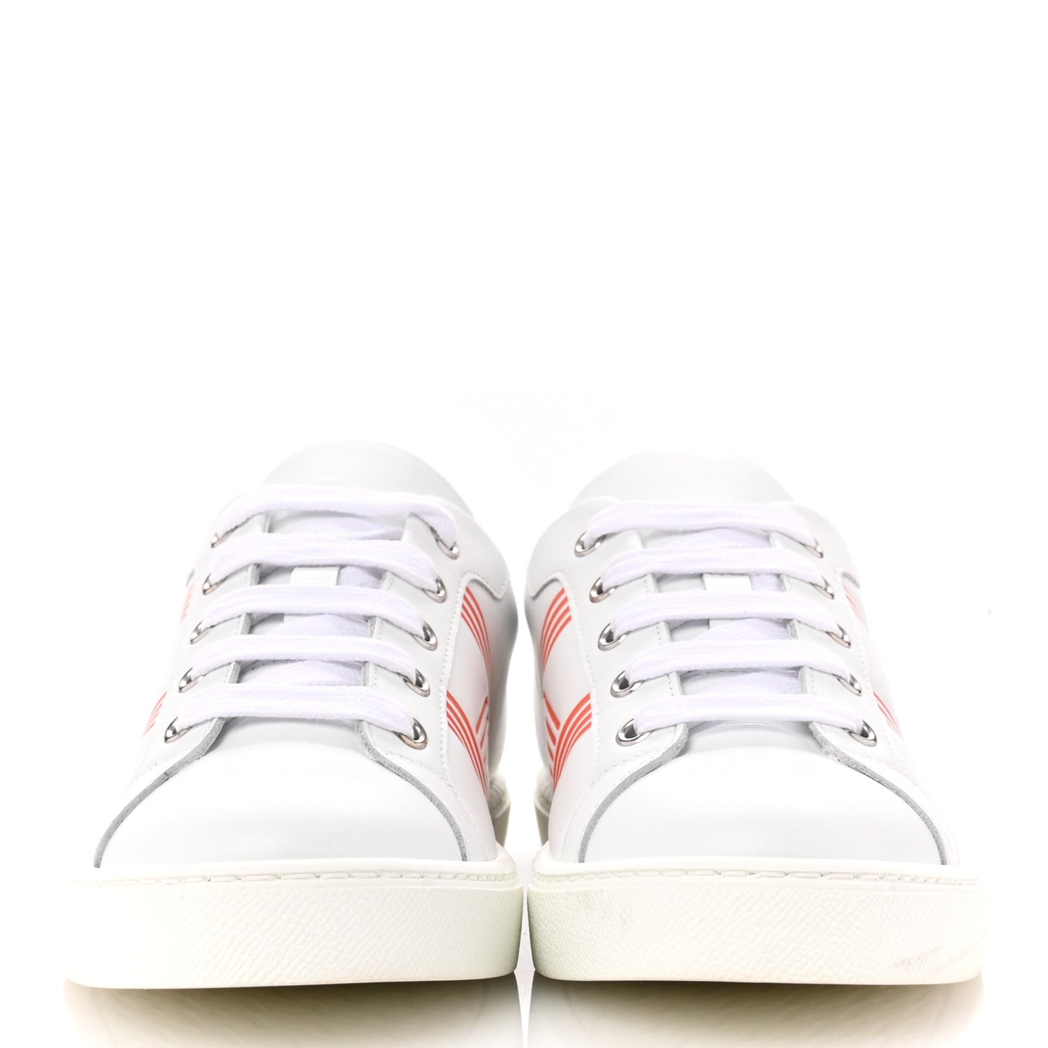 Hermes Calfskin Womens Advantage Sneakers 36 White Orange 3 of 13