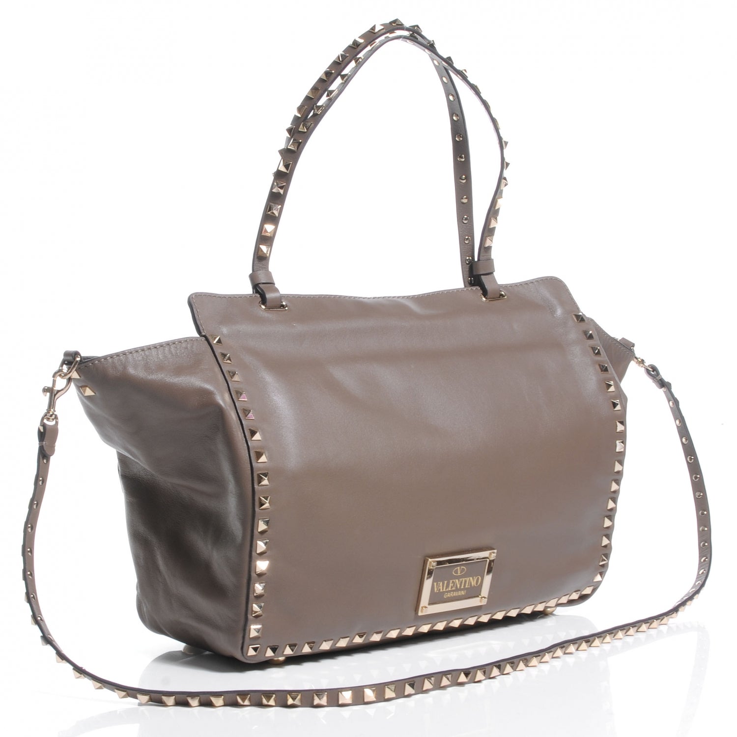 Valentino Garavani Vitello Medium Rockstud Tote Brun 3 of 8
