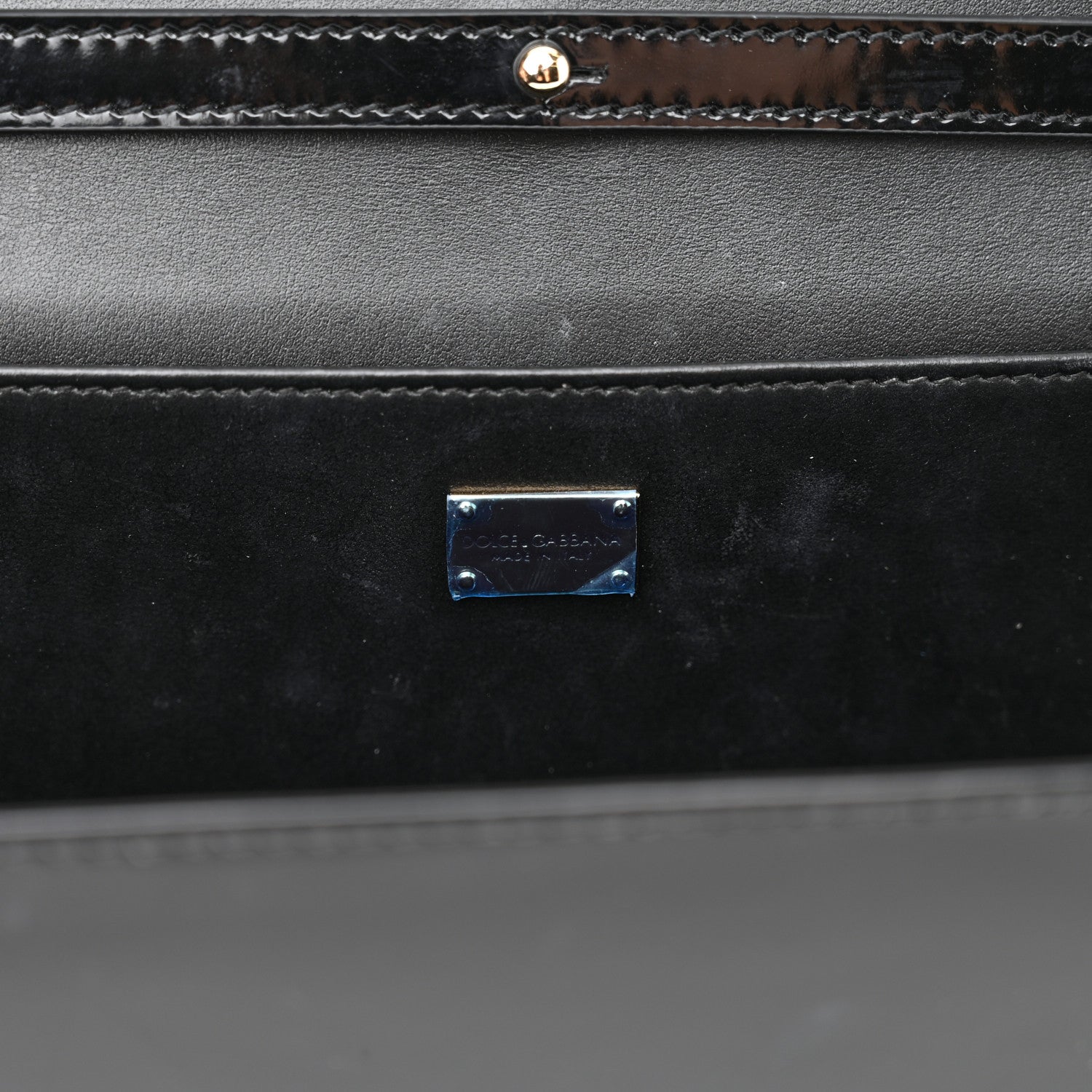 Dolce & Gabbana Patent Calfskin Maxi Logo Plate Phone Shoulder Bag Black 6 of 12