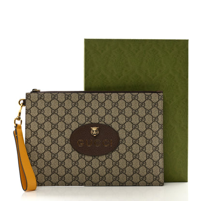 Gucci GG Supreme Monogram Neo Vintage Zip Wristlet Pouch Beige New Acero Crop 8 of 8