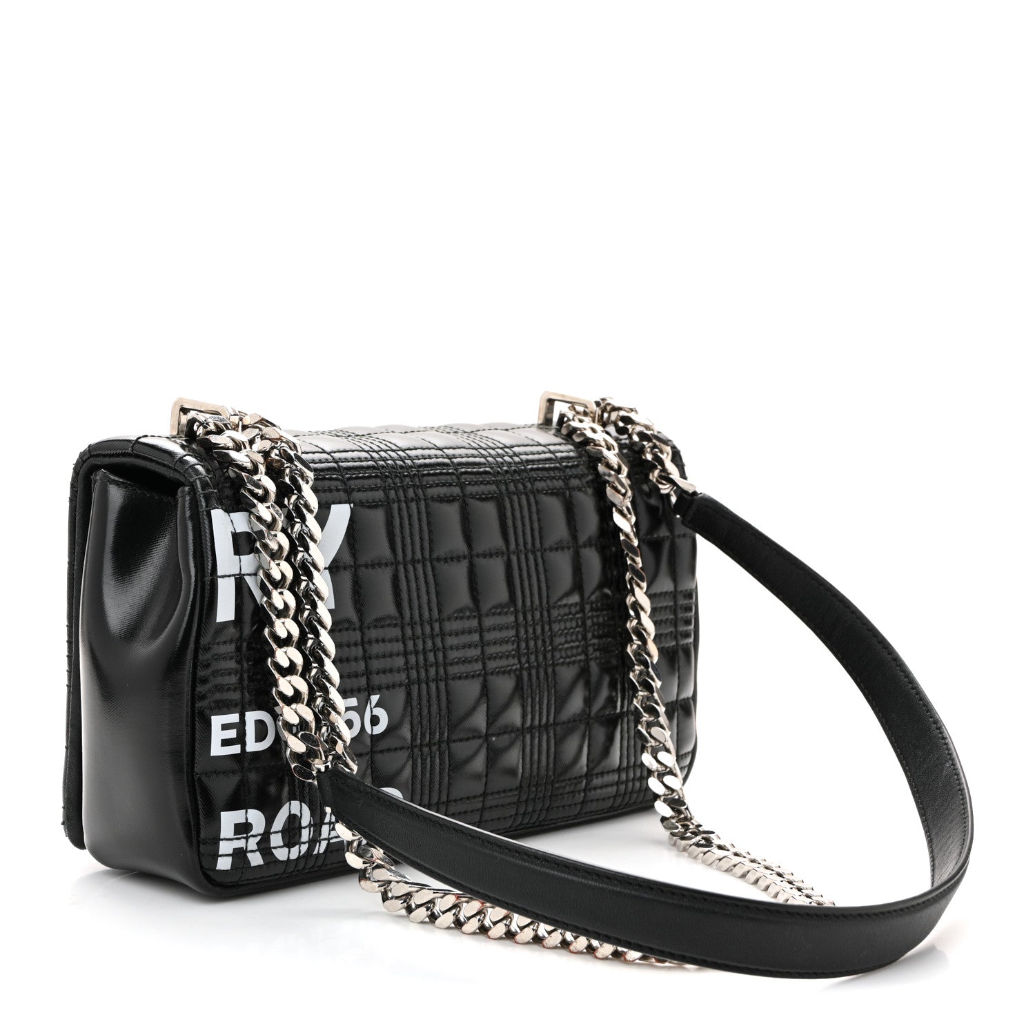 Burberry Patent Quilted Horseferry Print Small Lola Bag Black