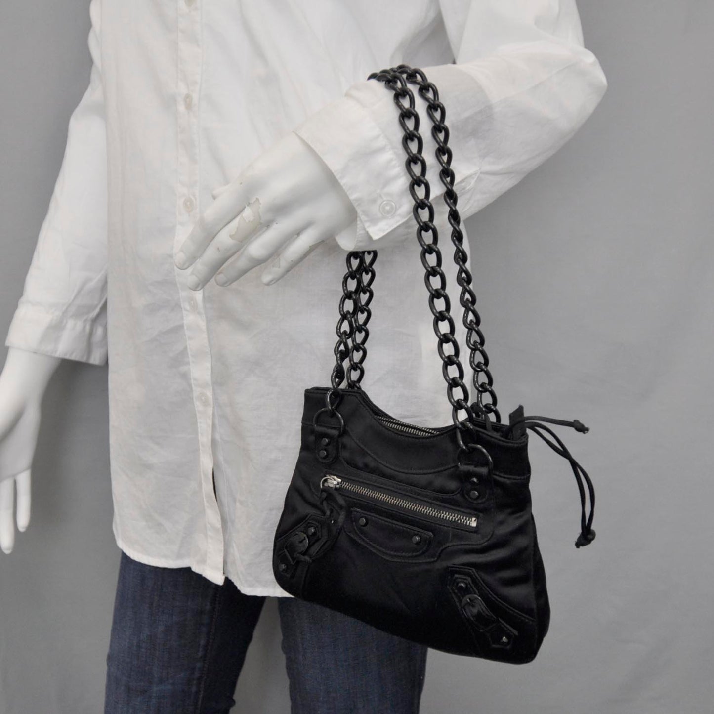 Satin Classique Shoulder Bag Black