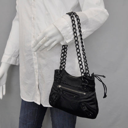 Balenciaga Satin Classique Shoulder Bag Black 2 of 7