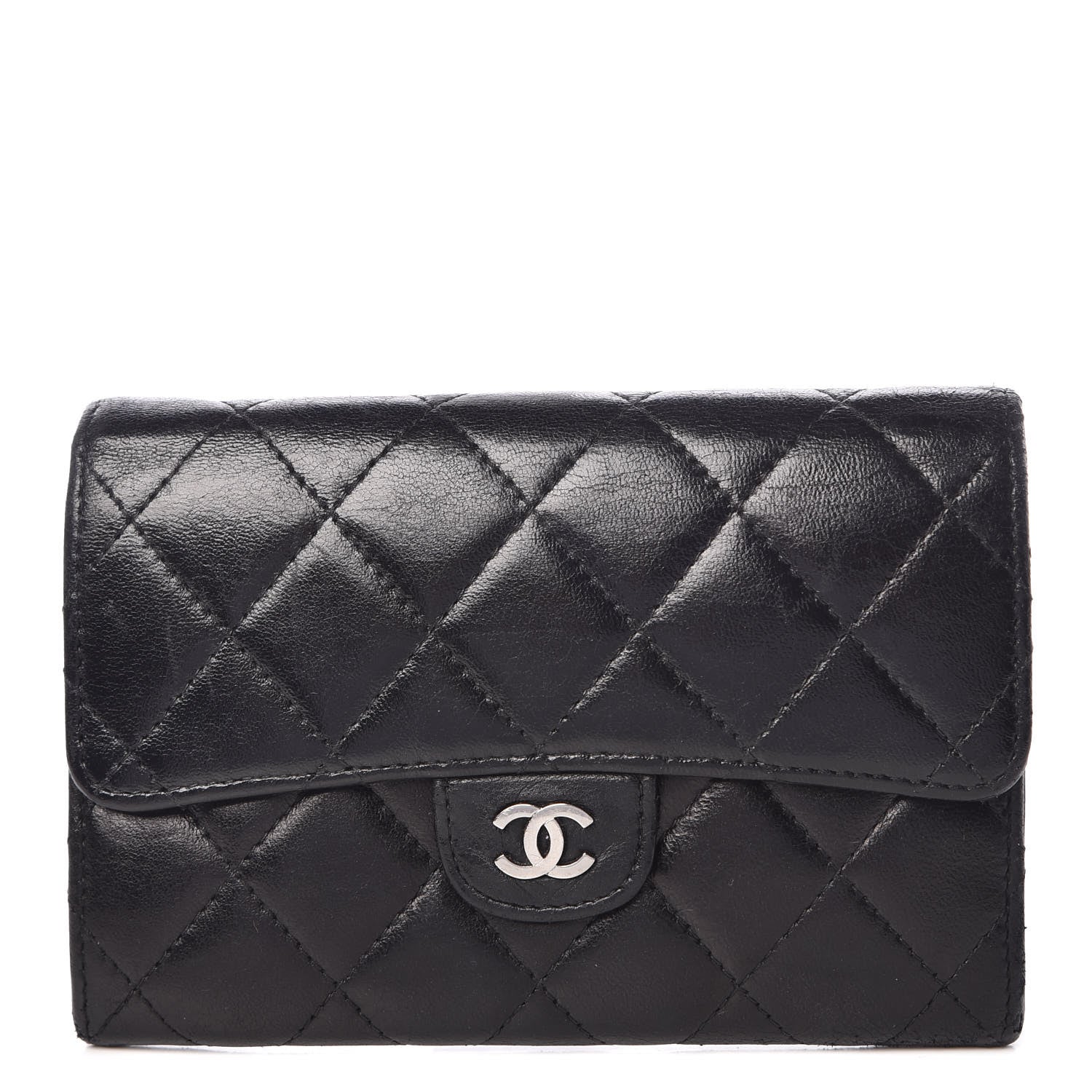 Chanel Lambskin Quilted Small Flap Wallet Black 1 of 11