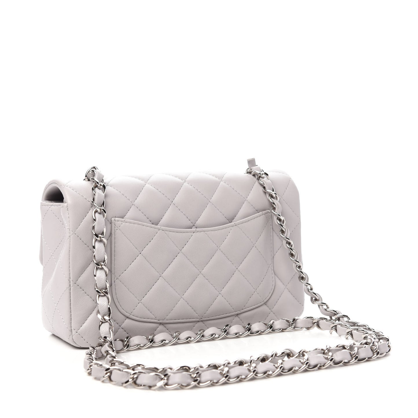 Lambskin Quilted Mini Rectangular Flap Grey