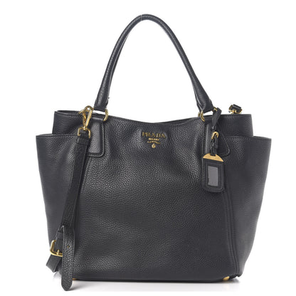 Prada Vitello Daino Side Pocket Tote Black 1 of 9