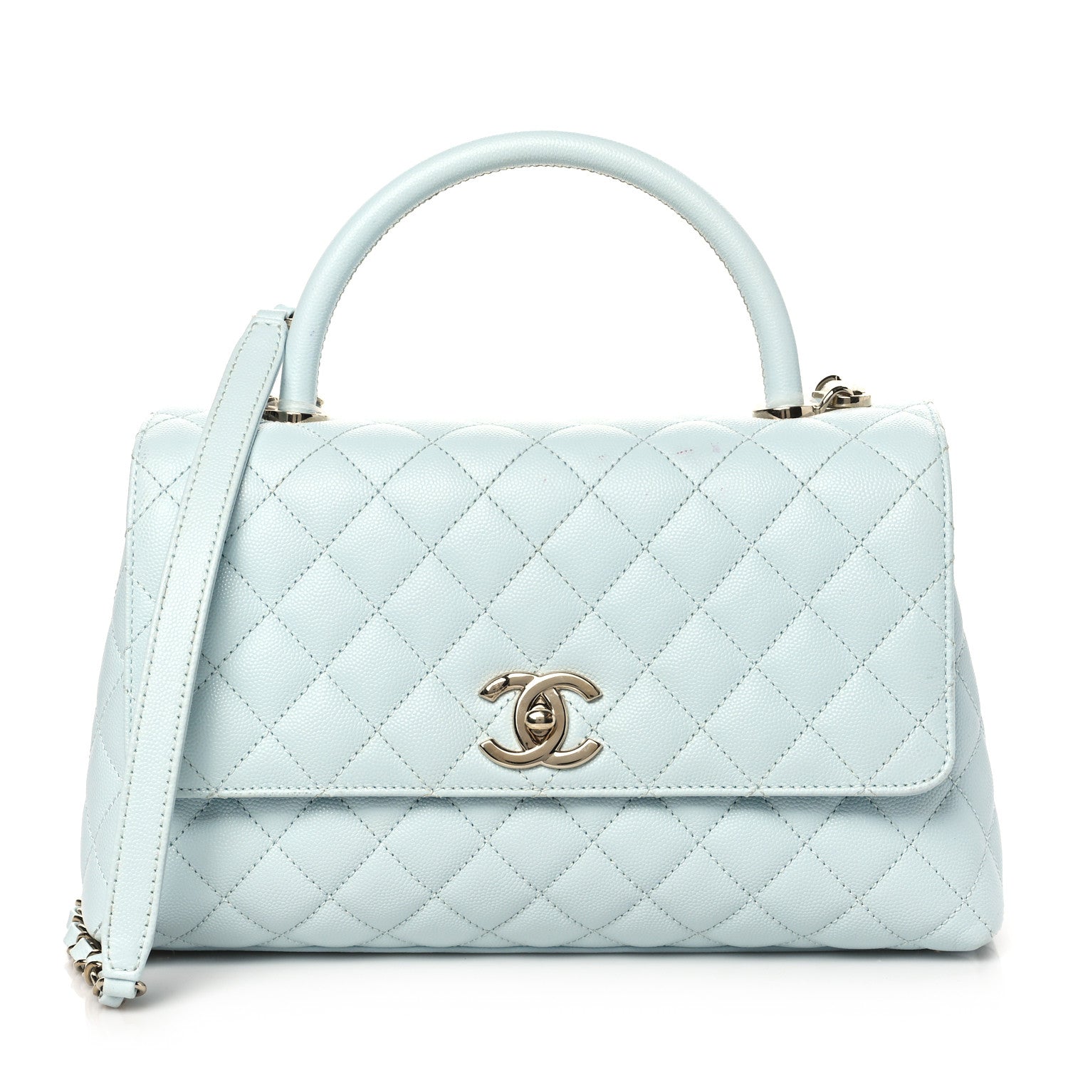 Chanel Caviar Quilted Small Coco Handle Flap Light Blue 1 of 10