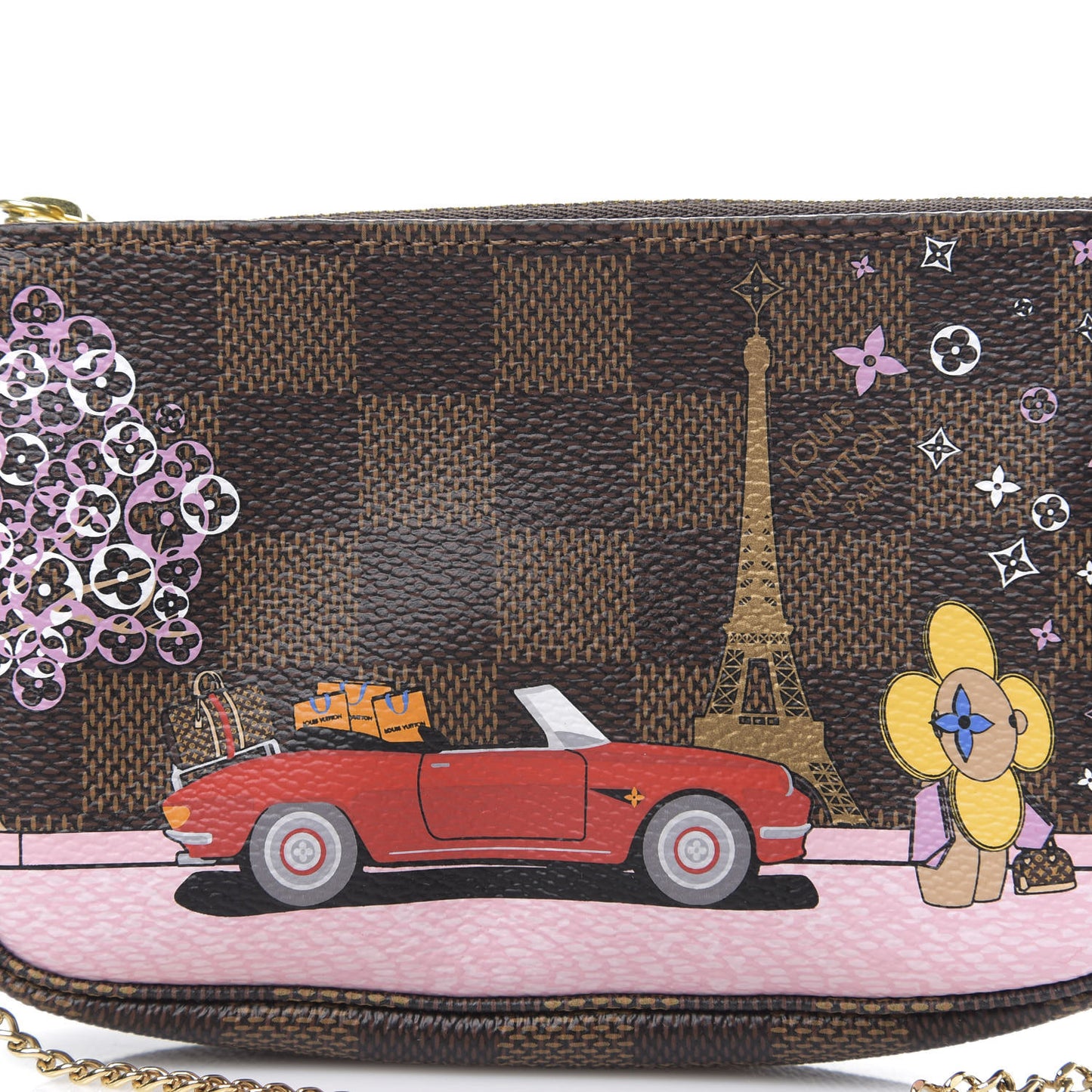 Damier Ebene 2019 Christmas Animation Mini Pochette Accessories Red