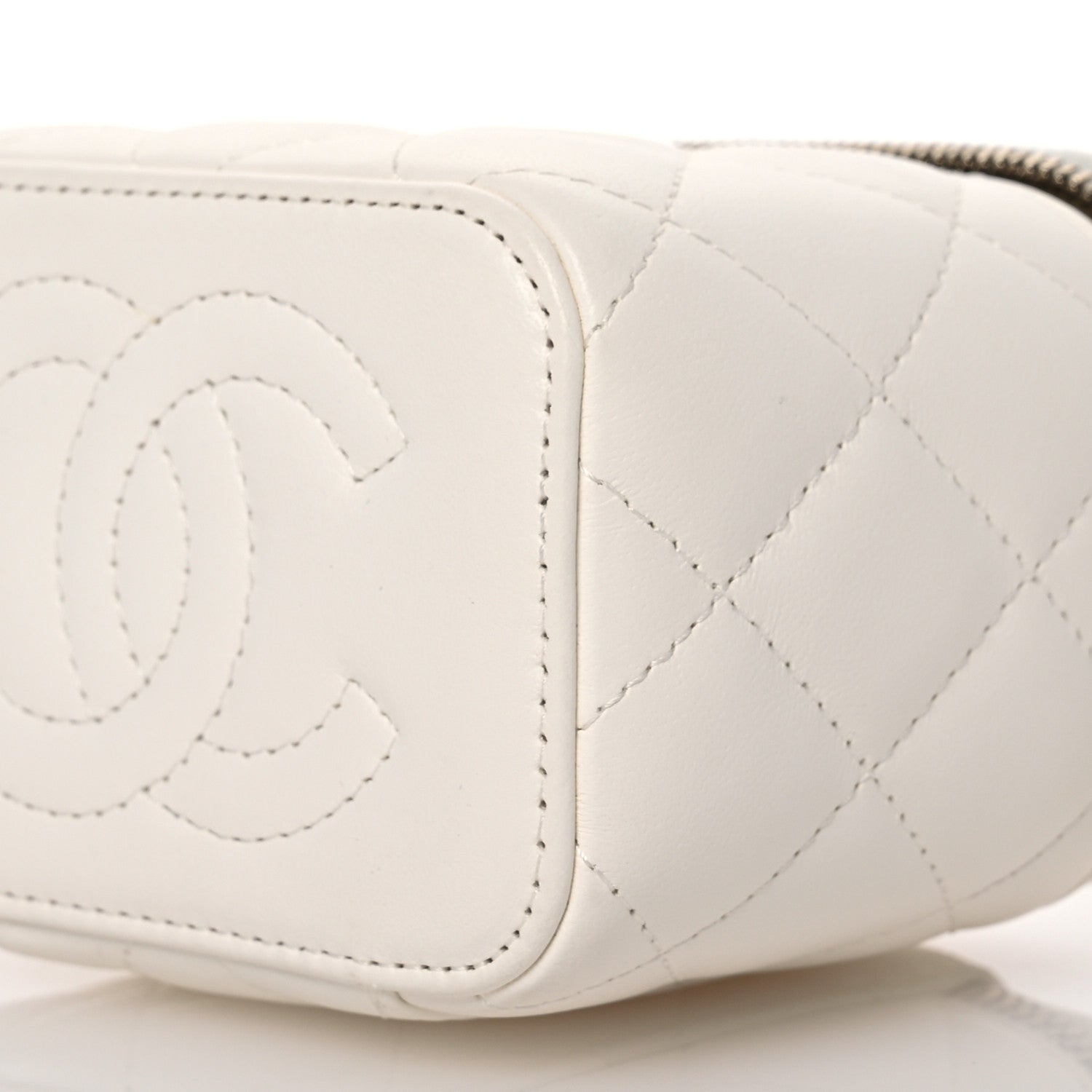 Chanel Lambskin Quilted Pearl Crush Mini Vanity Case With Chain White 10 of 13