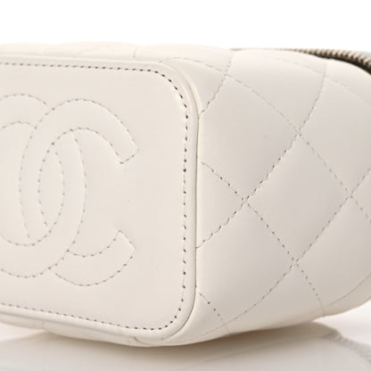 Chanel Lambskin Quilted Pearl Crush Mini Vanity Case With Chain White 10 of 13