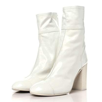 Chanel Shiny Crumpled Calfskin CC Cap Toe Short Boots 40.5 White 3 of 10