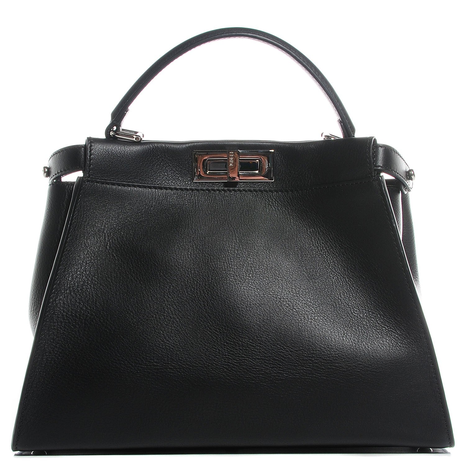 Fendi Vitello Seta Python Crocodile Monster Eyes Medium Peekaboo Iconic Satchel Black Girasole 2 of 10