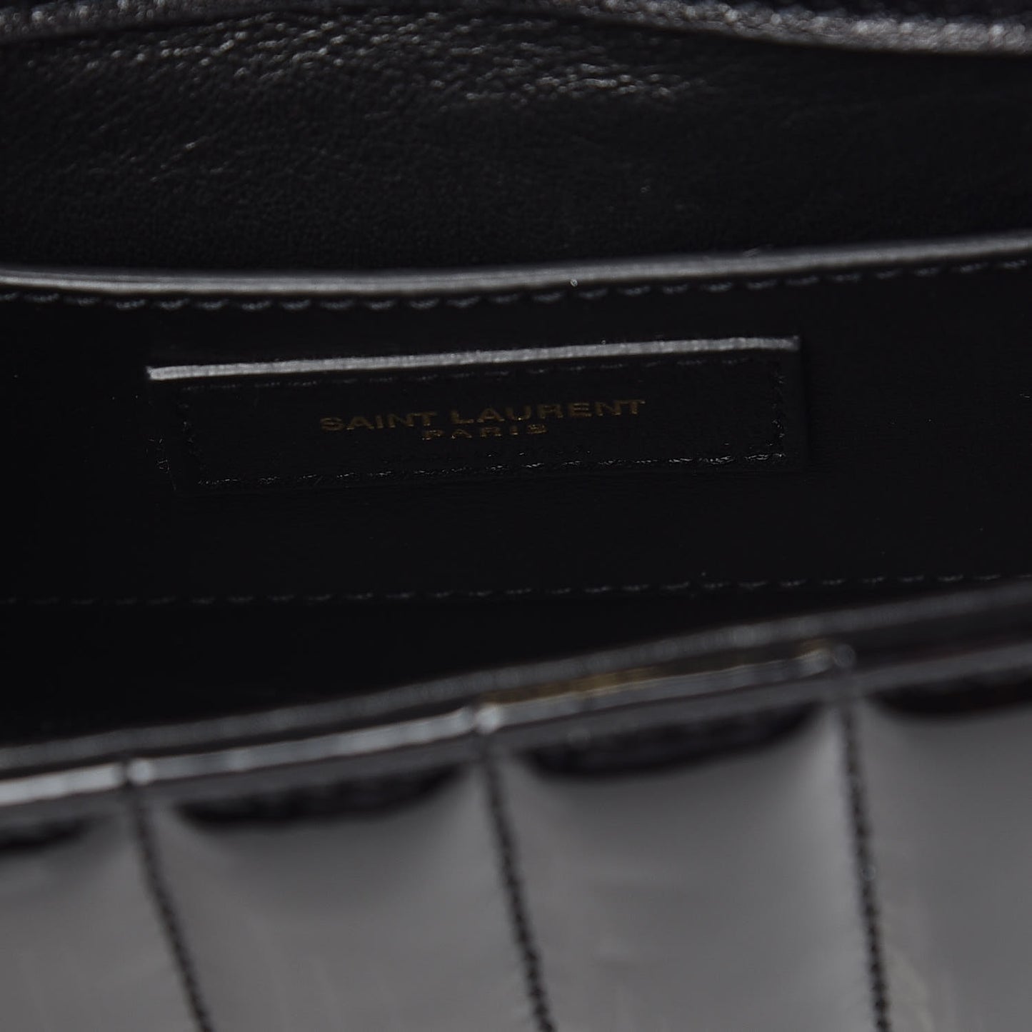 Patent Calfskin Matelasse Monogram Small Vicky Chain Bag Black