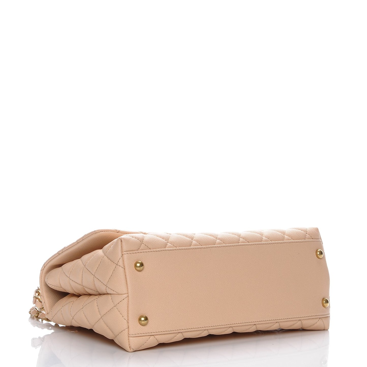 Caviar Quilted Small Coco Handle Flap Light Beige