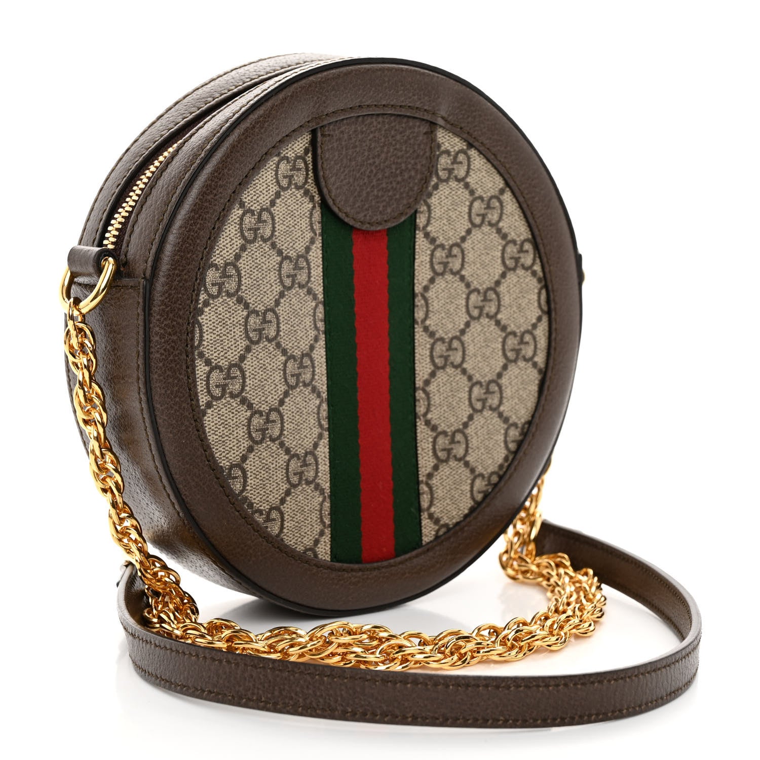 Gucci GG Supreme Monogram Web Mini Ophidia Round Shoulder Bag Brown 4 of 9