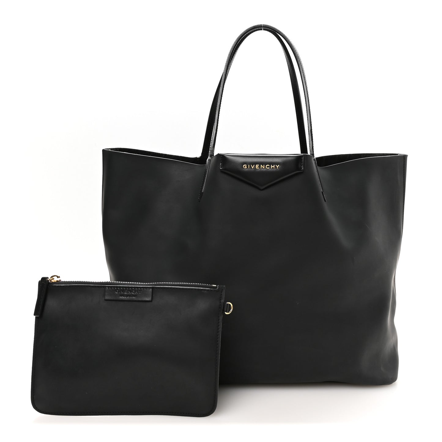 Rubber Effect Large Antigona Tote Black