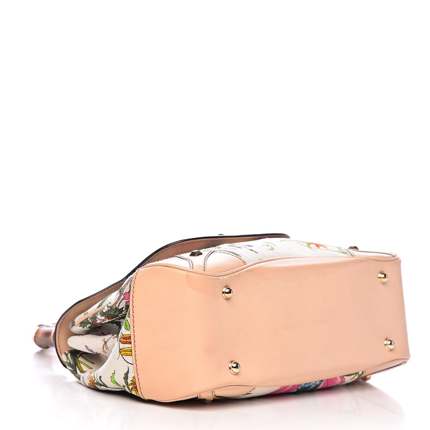 Gucci Floral Flora Canvas Bamboo Top Handle Bag 4 of 14