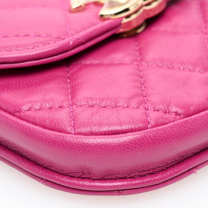 Chanel Tweed Lambskin Quilted Waist Bag With Coin Purse Fuchsia 9 of 10