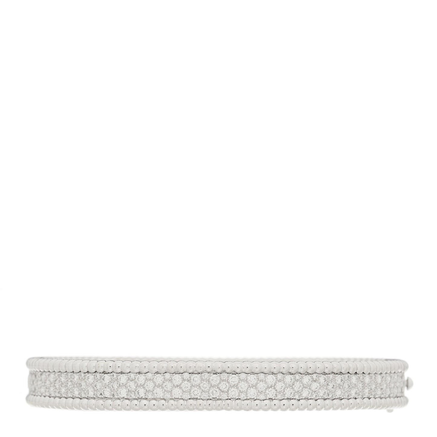 18K White Gold Diamond Perlee 3-Row Bangle Bracelet L