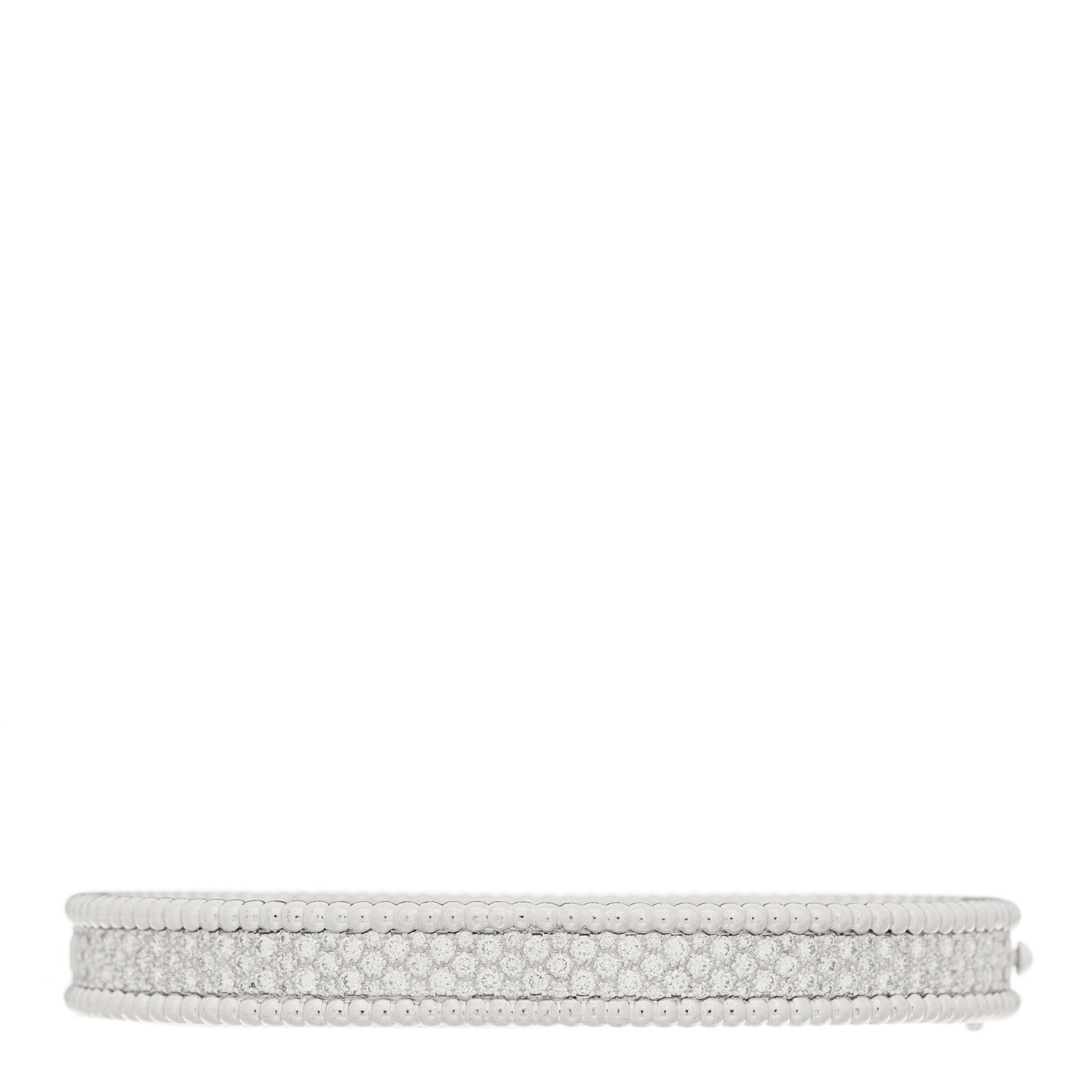 Van Cleef & Arpels 18K White Gold Diamond Perlee 3-Row Bangle Bracelet L 2 of 3