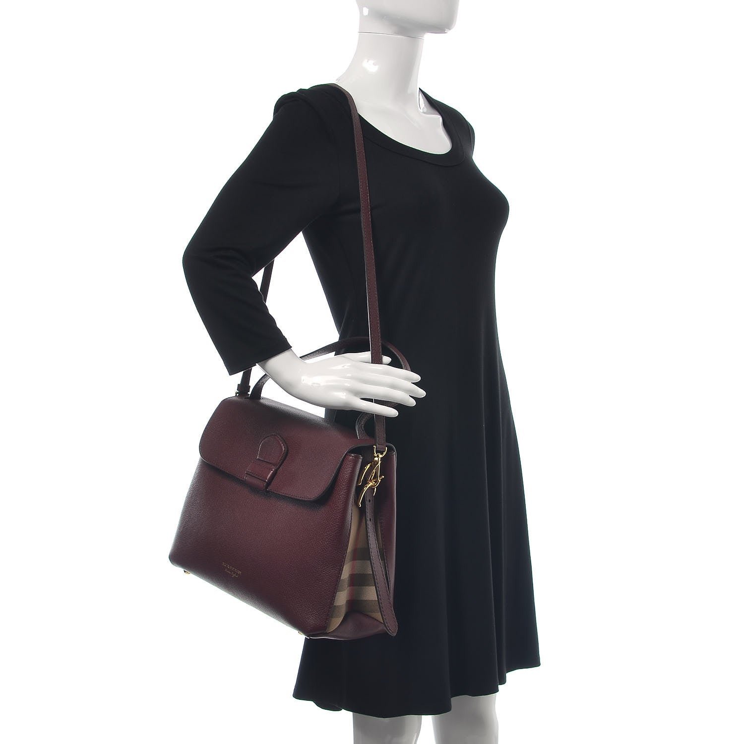 Burberry Derby Calfskin House Check Medium Camberley Burgundy 2 of 13