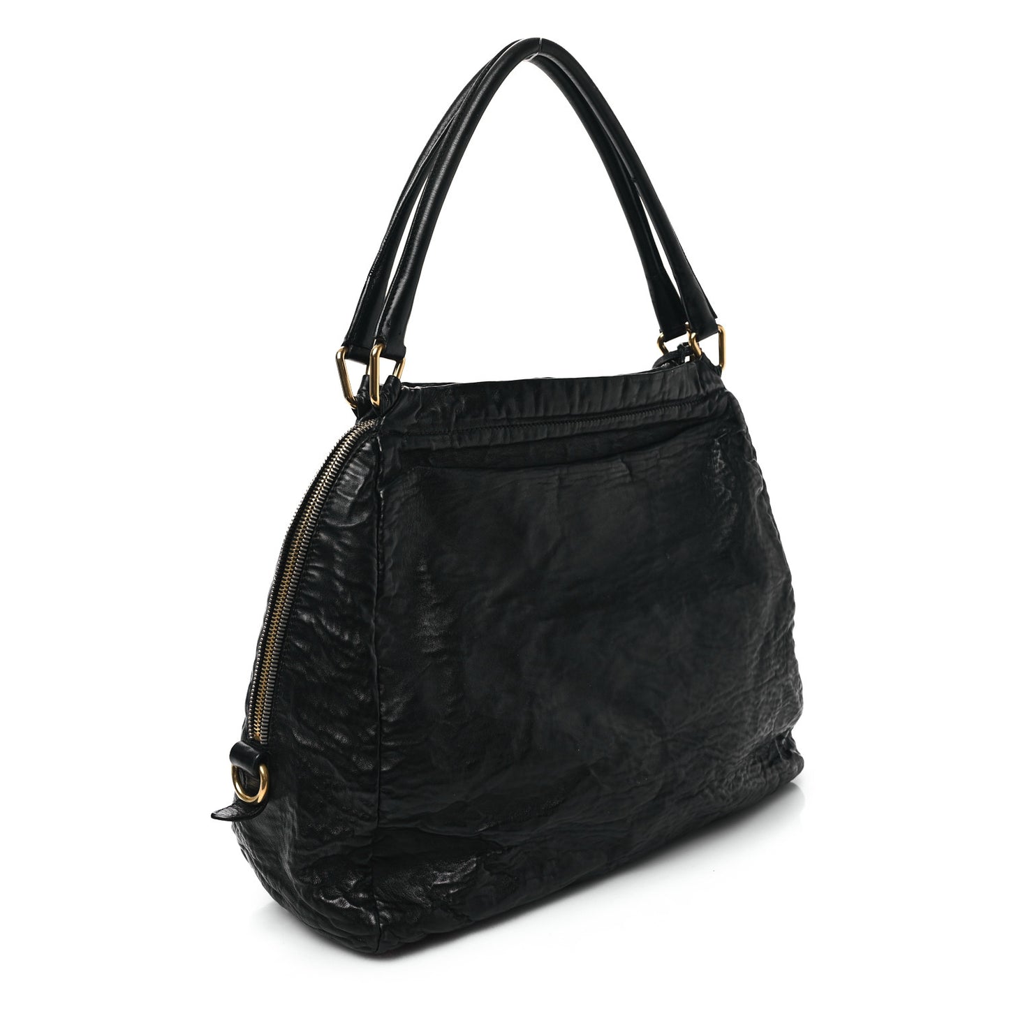 Nappa Antique Side Zip Shoulder Bag Black