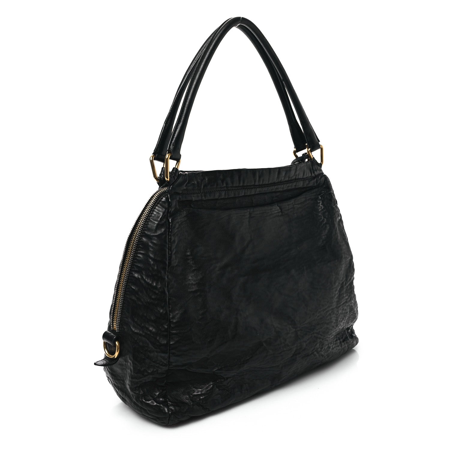Prada Nappa Antique Side Zip Shoulder Bag Black 3 of 12