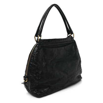 Prada Nappa Antique Side Zip Shoulder Bag Black 3 of 12