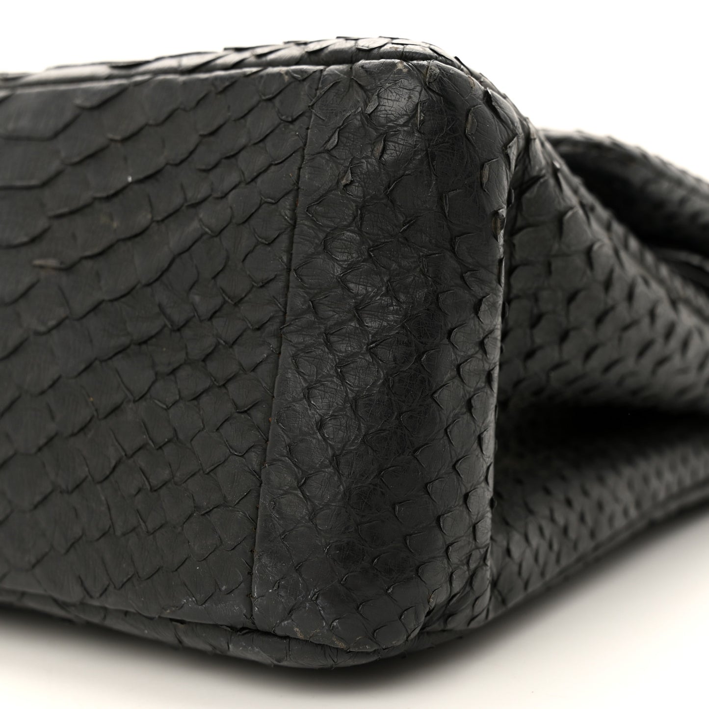 Snakeskin Jumbo Double Flap So Black