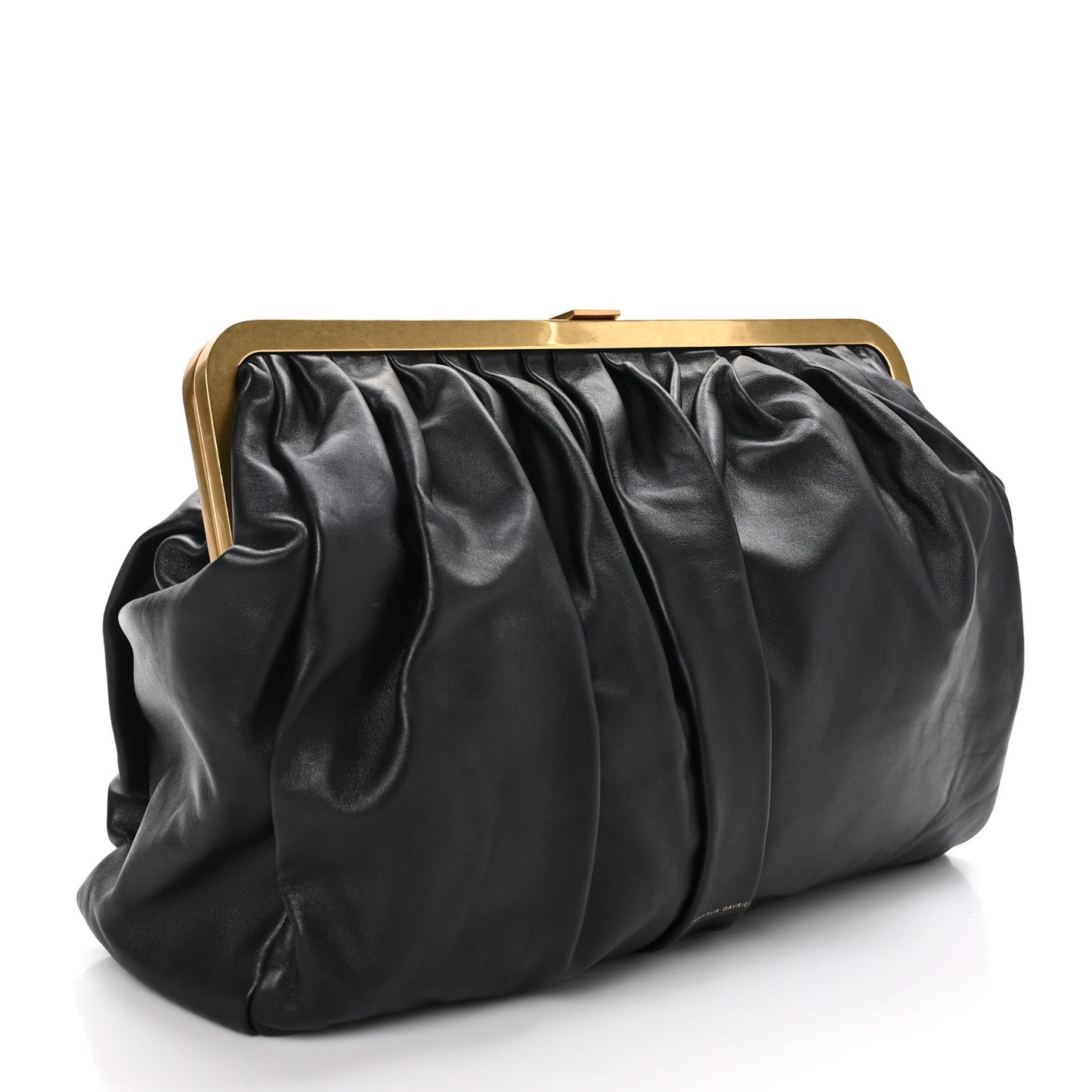 Lambskin Wave Frame Clutch Black