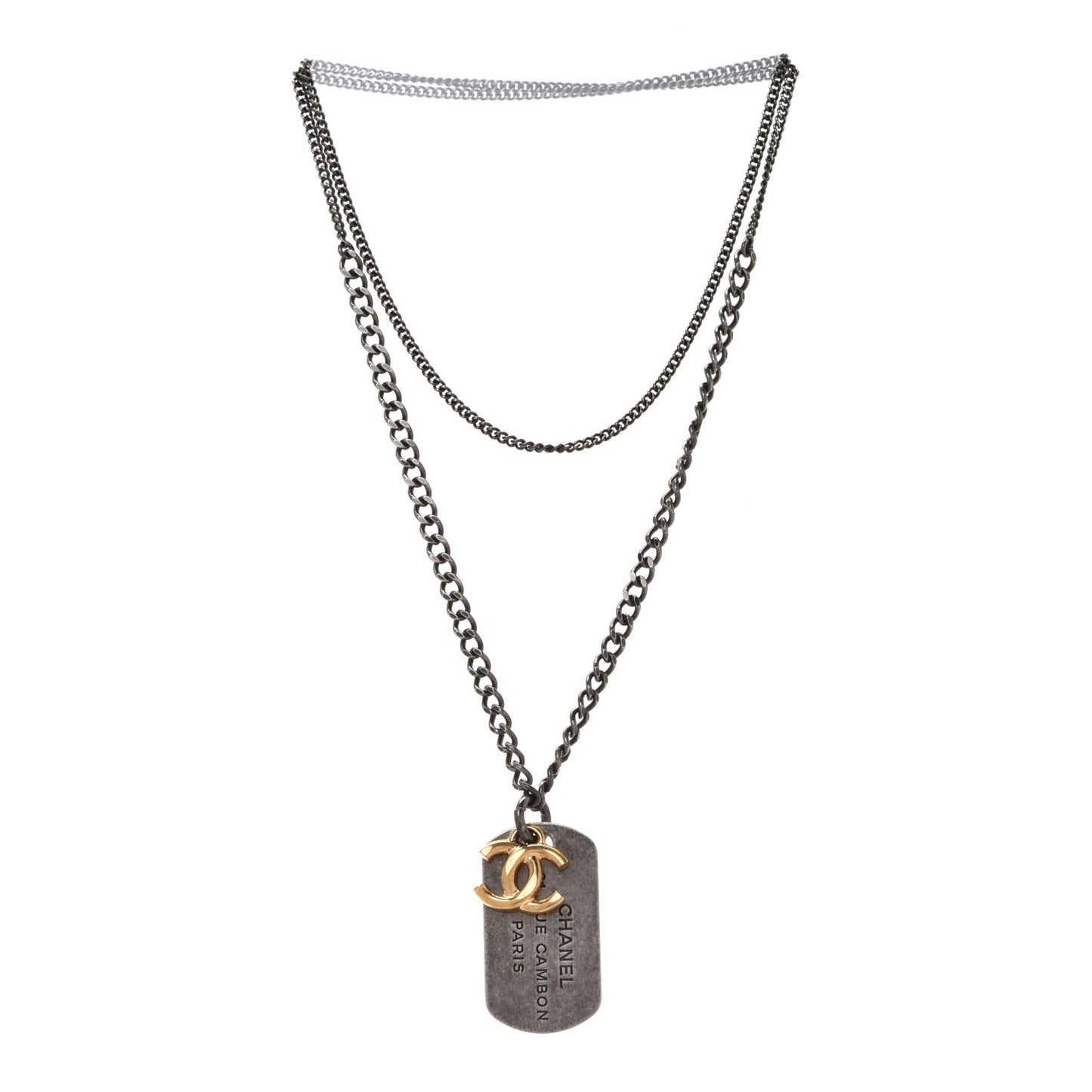 Ruthenium ID Dog Tag Charm Necklace Silver Gold