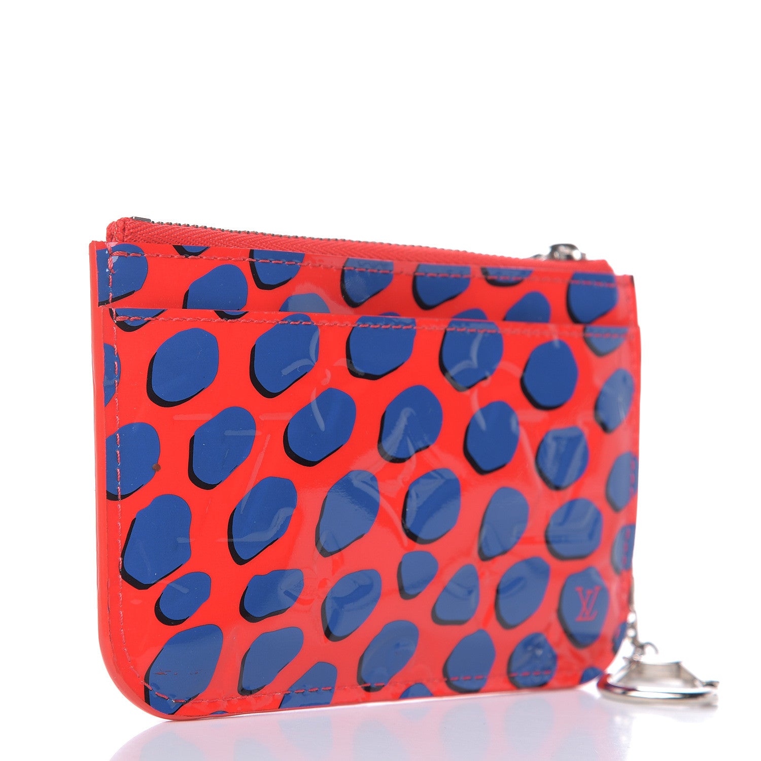 Louis Vuitton Vernis Jungle Dots Key Pouch Coquelicot Denim 3 of 9