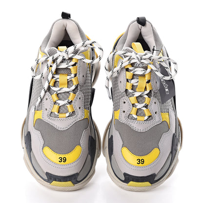 Balenciaga Fabric Mesh Womens Triple S Sneakers 39 Yellow Grey White 5 of 8