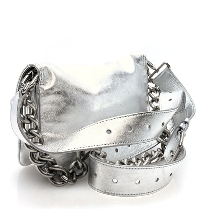 Balenciaga Metallic Peach Calfskin Small BB Soft Flap Bag Silver 3 of 8