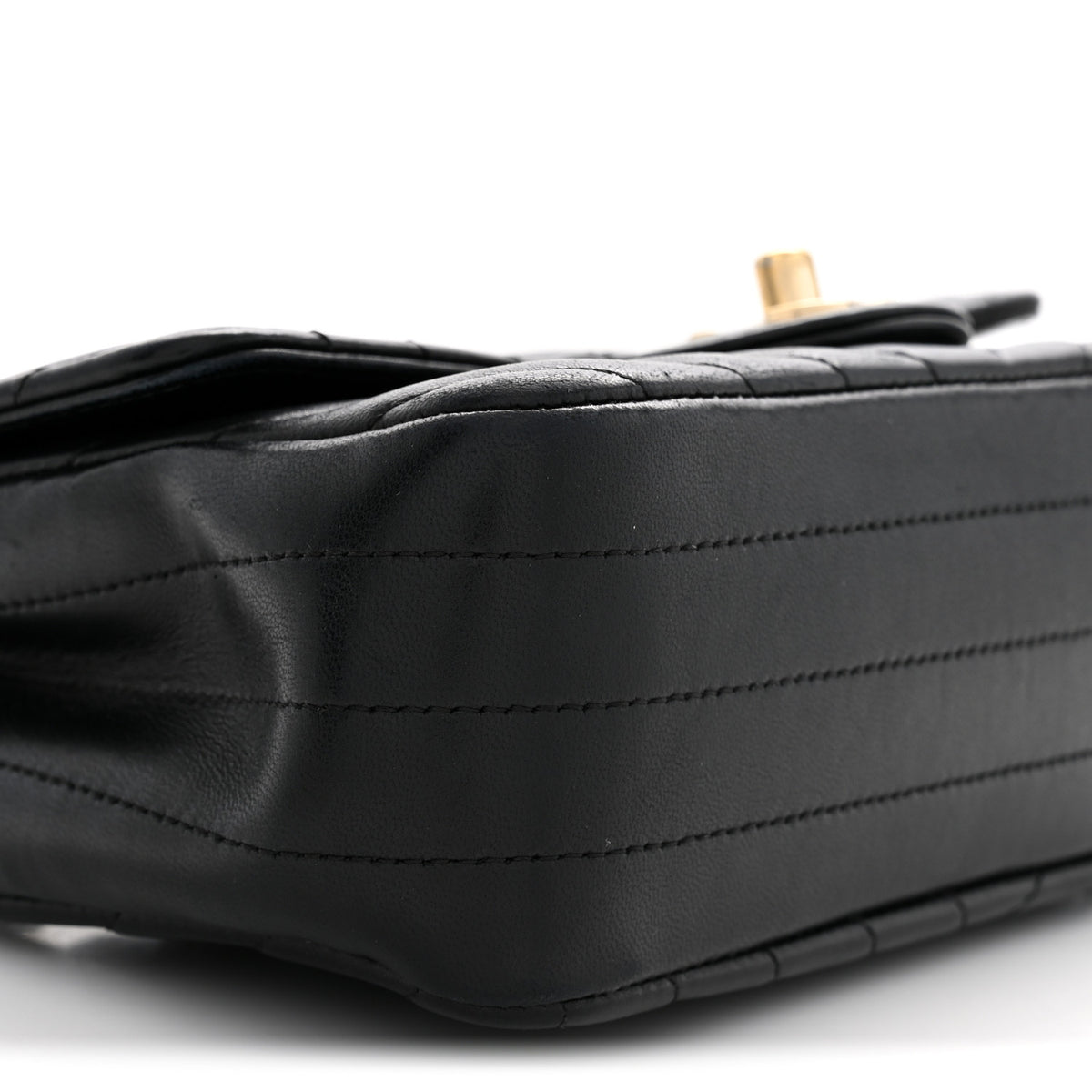 Lambskin Chevron Quilted Mini Rectangular Flap Black