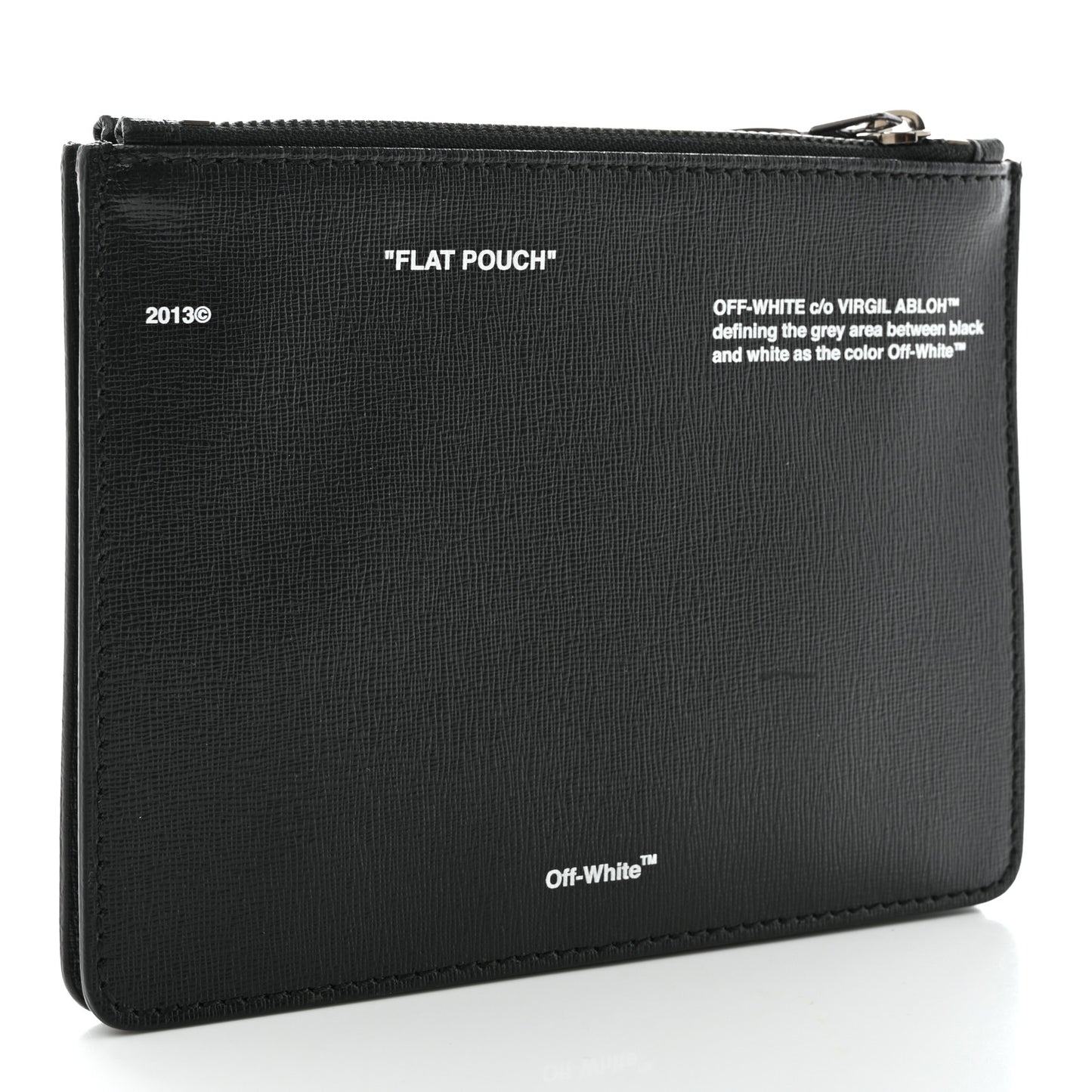 Saffiano Striped Diag Flat Pouch Black White