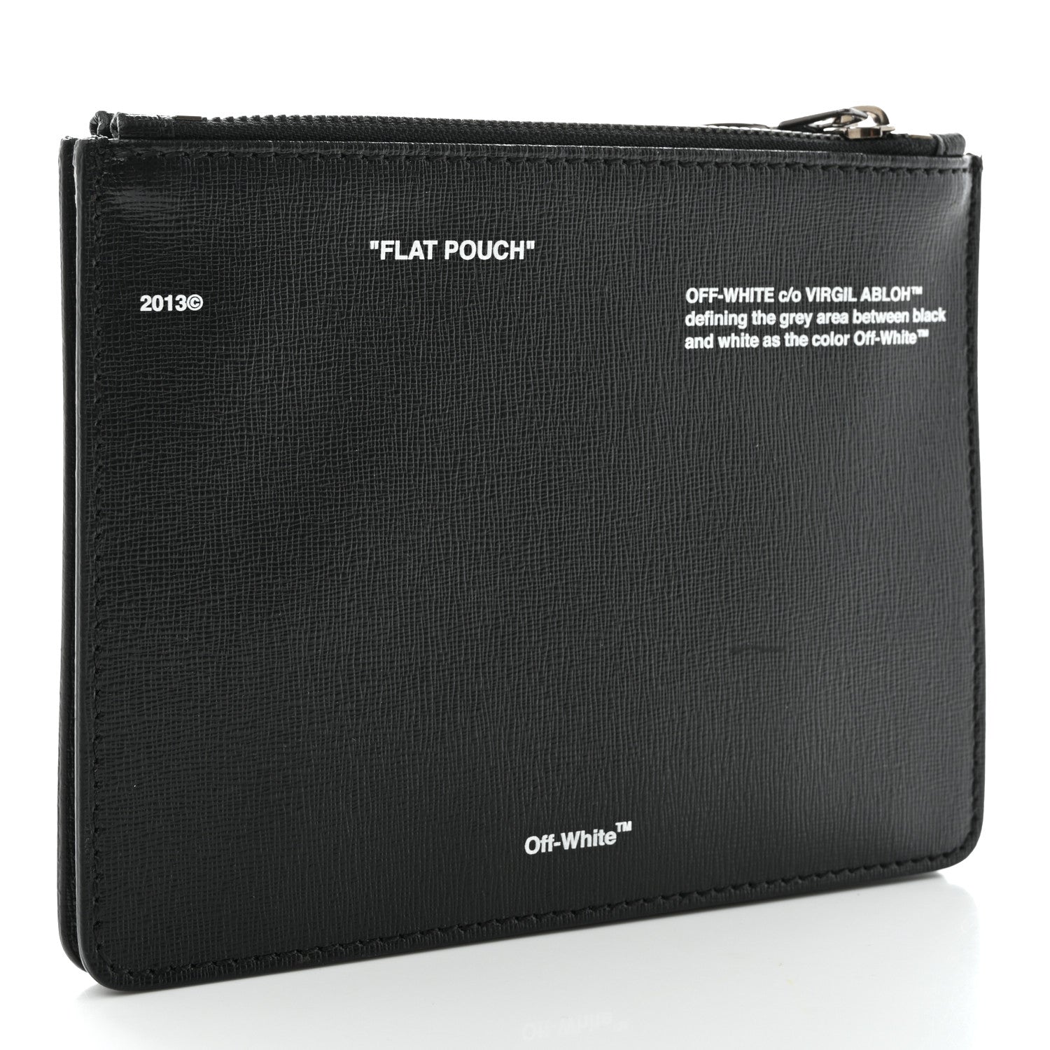 Off-White Saffiano Striped Diag Flat Pouch Black White 3 of 7