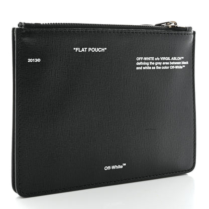 Off-White Saffiano Striped Diag Flat Pouch Black White 3 of 7